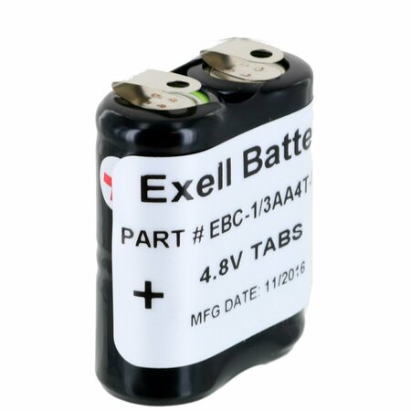 EXELL BATTERY Custom NiMH 4.8V 300mAh 4x1/3AA  Battery Pack w/ Tabs EBC-1/3AA4T-NIMH